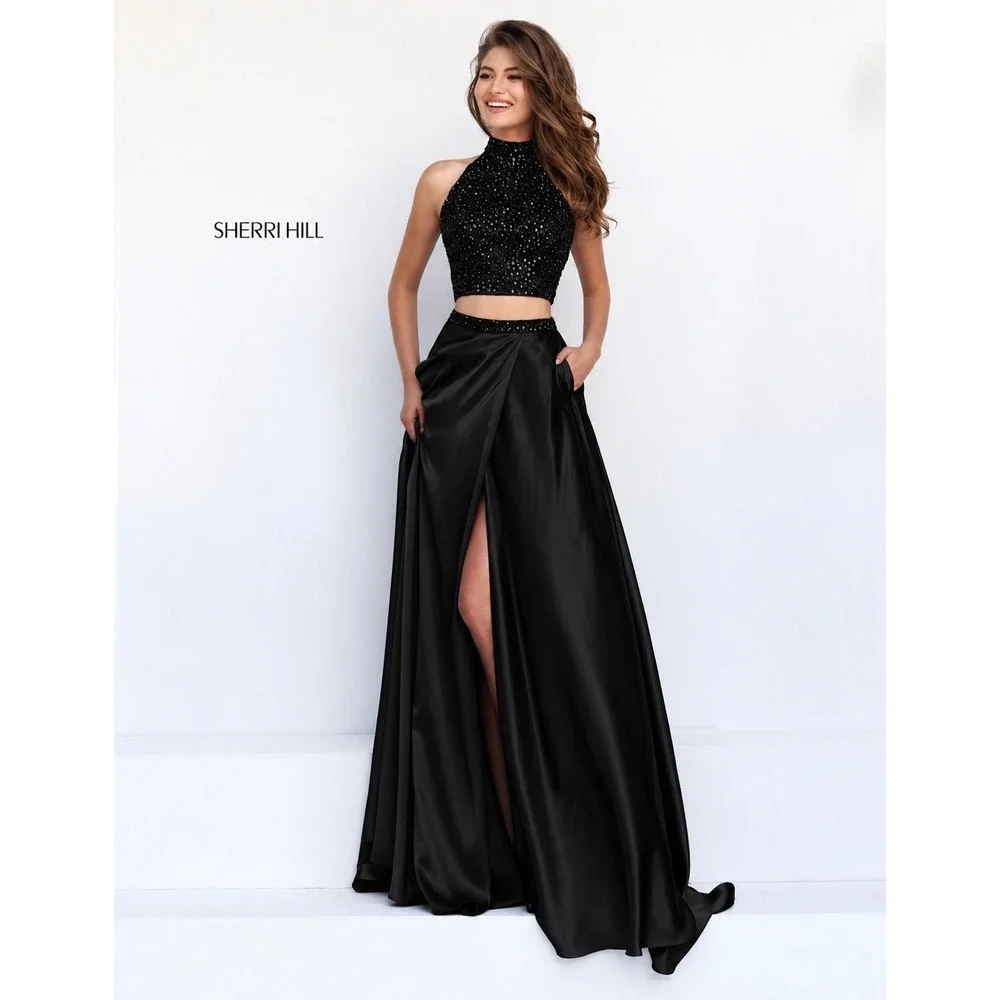 sherri hill two piece prom dresses Shop Sherri Hill 56082 Sweetheart Neckline A-Line Two Piece Taffeta Fabric Long Dress Evening Gown Prom Dress Sherri Hill 2024 Yellow/Pink / 4